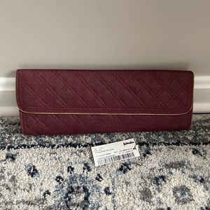 FabIndia Burgundy and Gold Silk Quilted Clutch